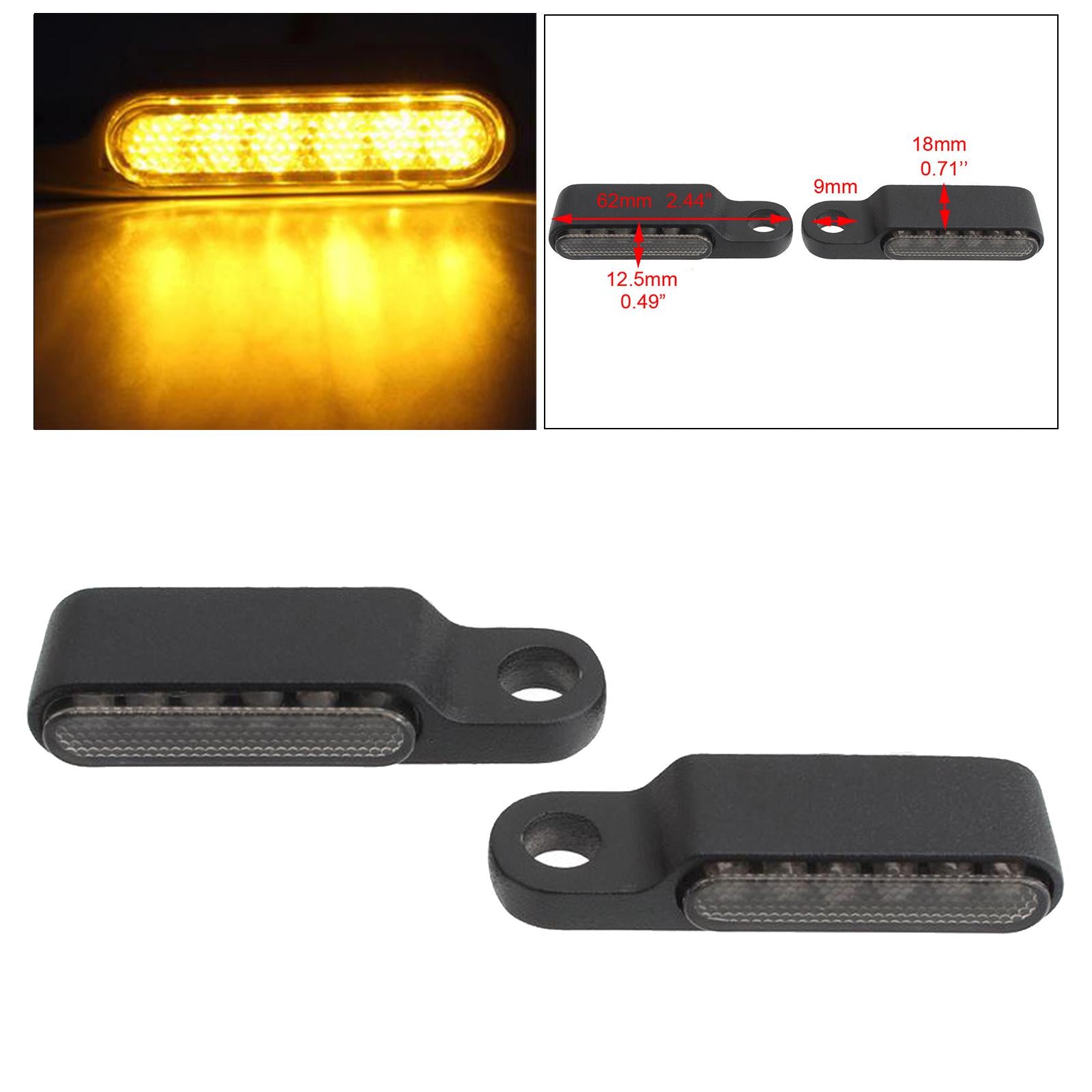 2pcs LED Turn Signal Indicator Blinker DC 12V Amber For Cruiser  black