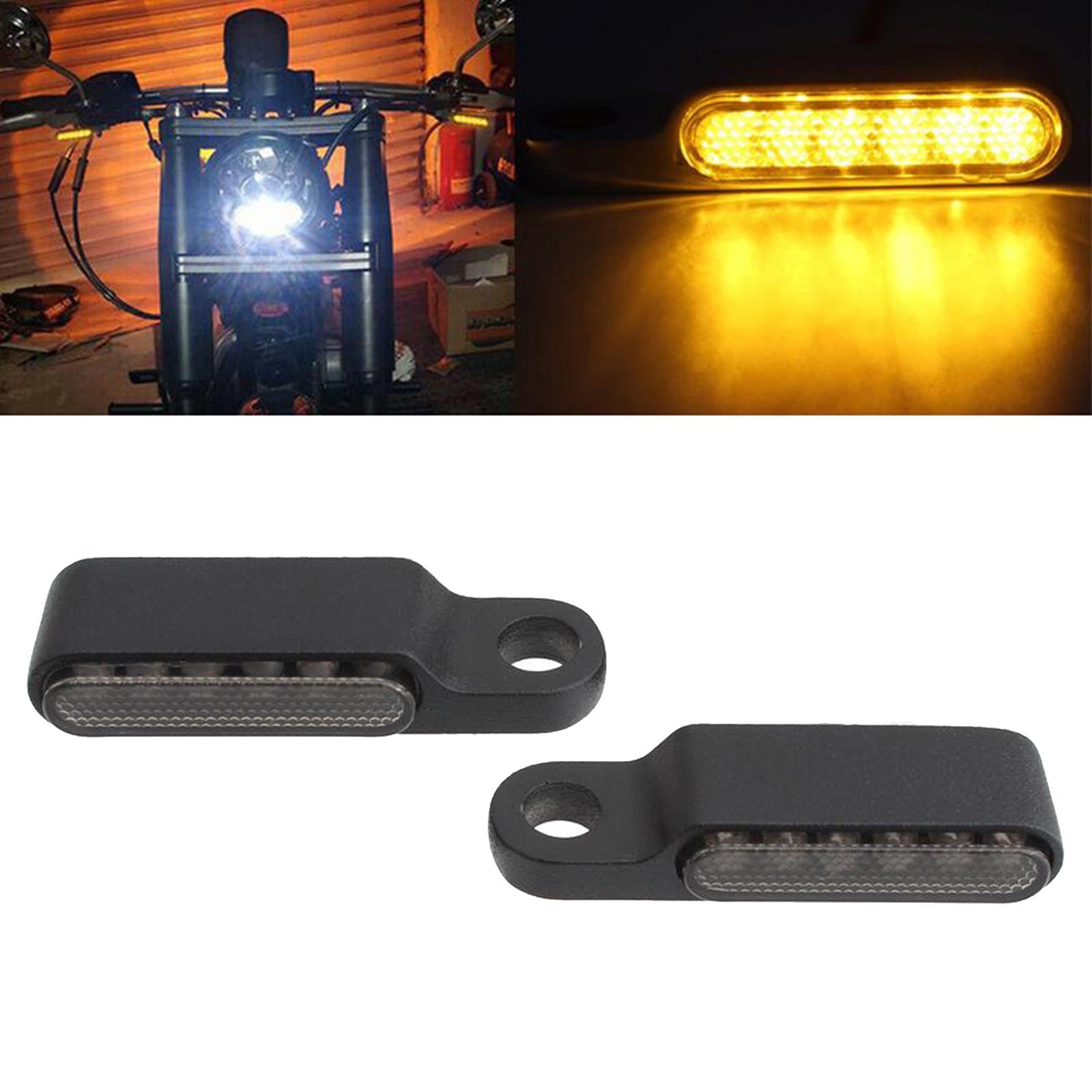 2pcs LED Turn Signal Indicator Blinker DC 12V Amber For Cruiser  black