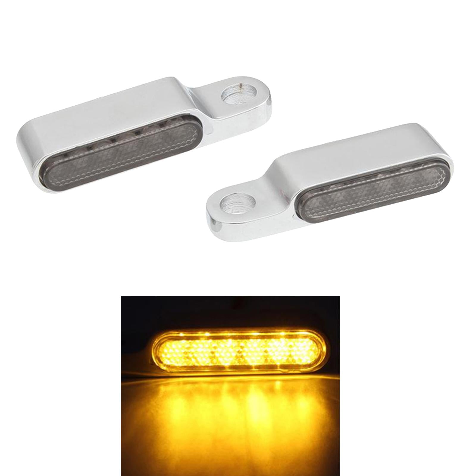 2pcs LED Turn Signal Indicator Blinker DC 12V Amber For Cruiser  silver