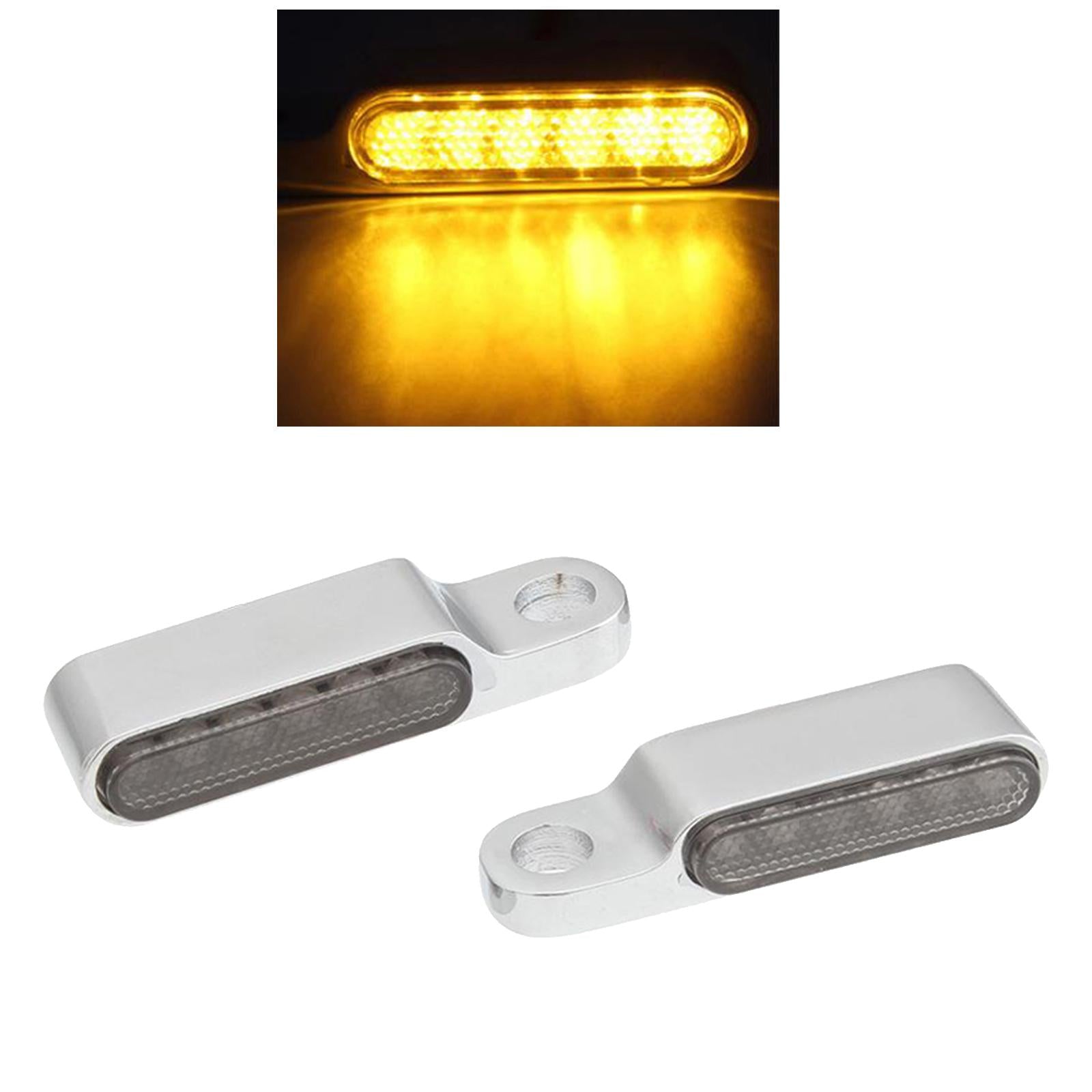 2pcs LED Turn Signal Indicator Blinker DC 12V Amber For Cruiser  silver