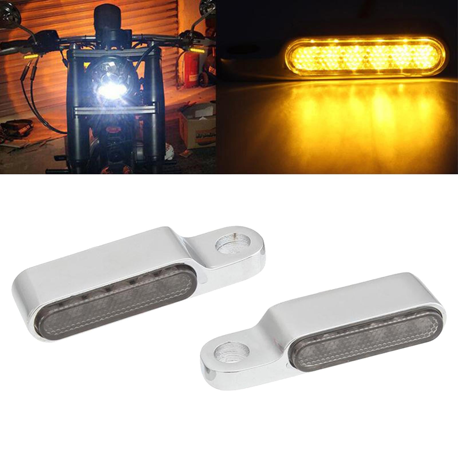 2pcs LED Turn Signal Indicator Blinker DC 12V Amber For Cruiser  silver