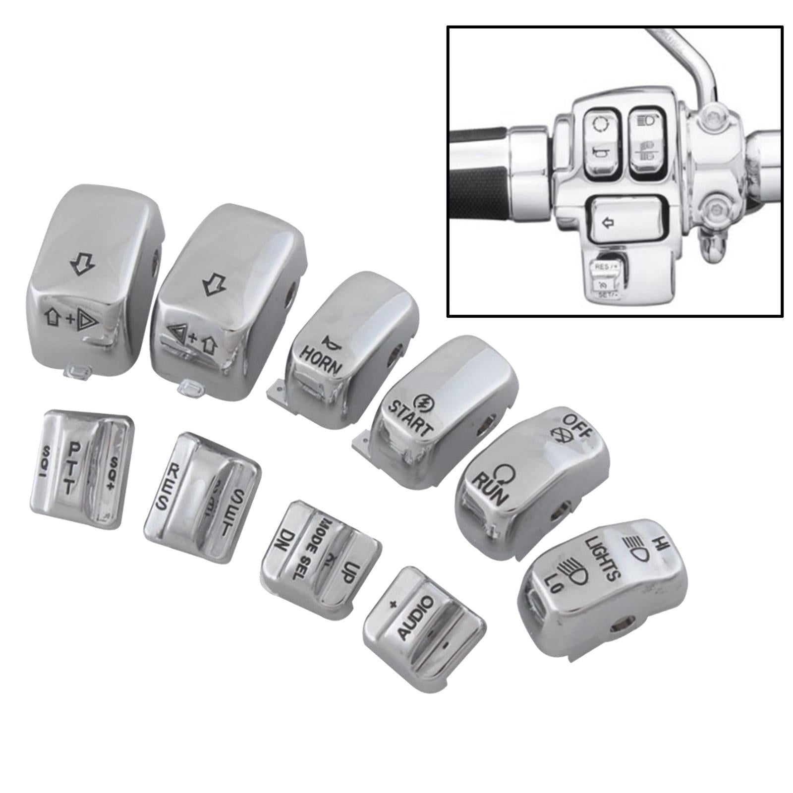 10pcs/set Motorbike Switch Housing Button Cover for Harley Glide 06-12 White