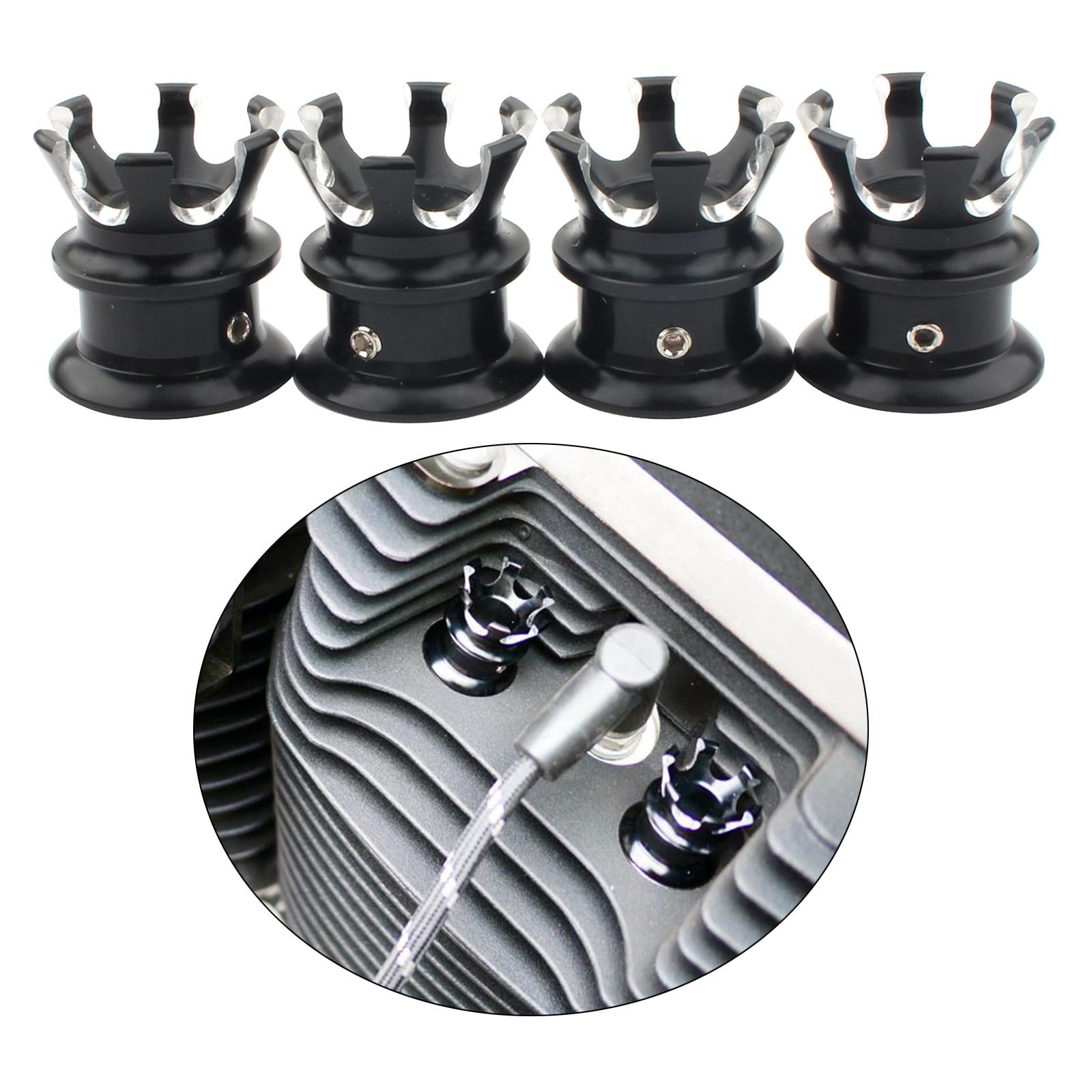 4pcs  Head Bolt Nut Covers Caps for all Twin Cam models 1999-Later black