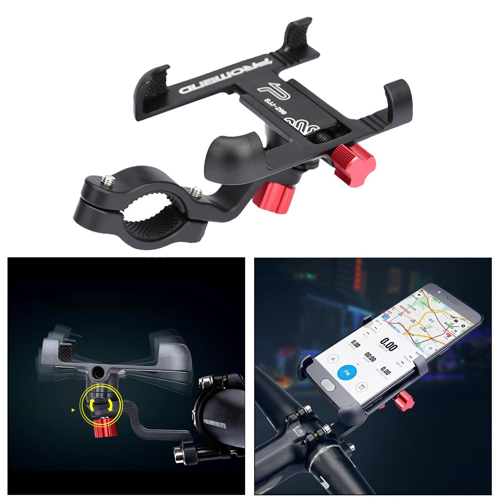 MTB Bicycle Aluminum Handlebar Cell Phone Holder Mount Black 01