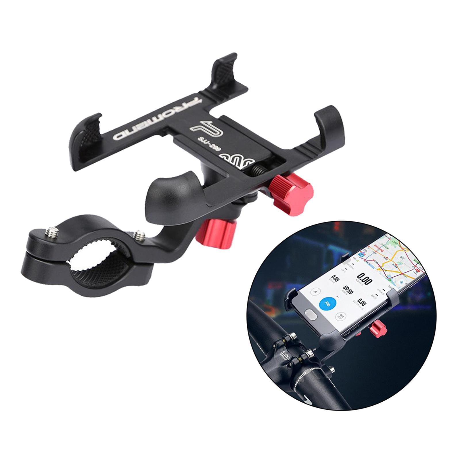 MTB Bicycle Aluminum Handlebar Cell Phone Holder Mount Black 01