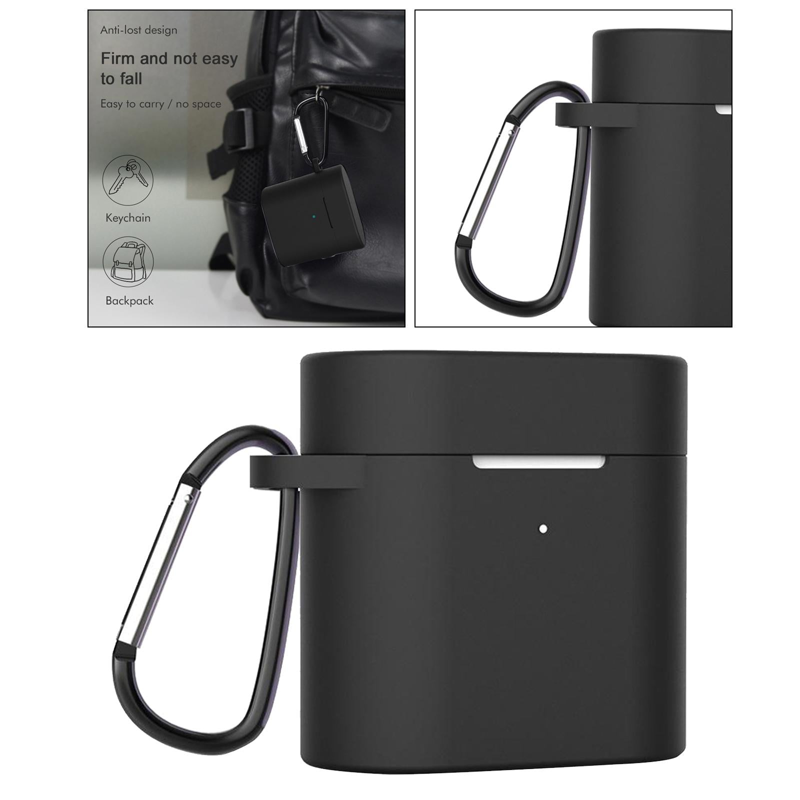 For Xiaomi Air2 Air2s Air 2 2s Earphone Case Shell  black with Carabiner