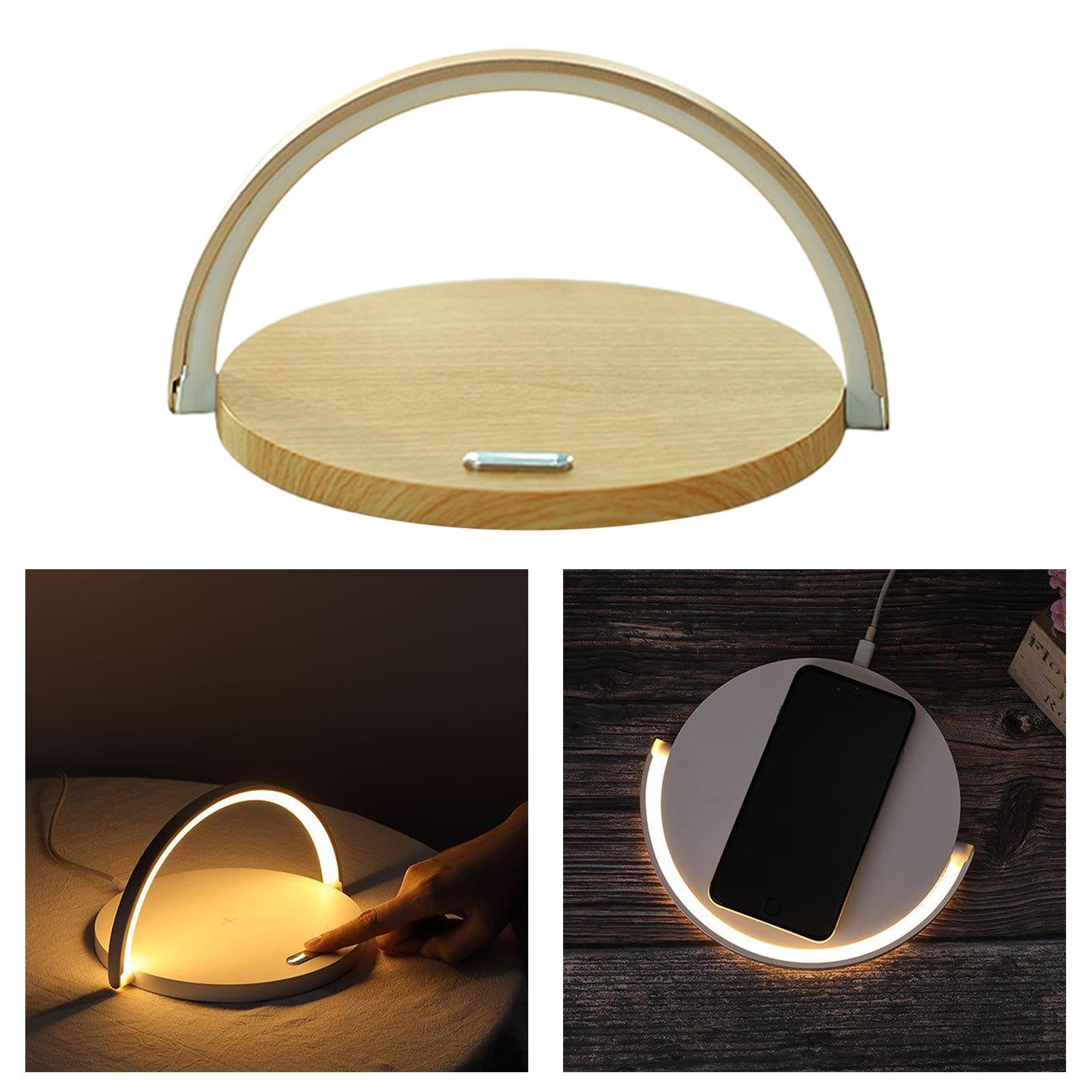 Fast Phone 10W Qi Wireless Charger Pad Night Lamp Light  wood color