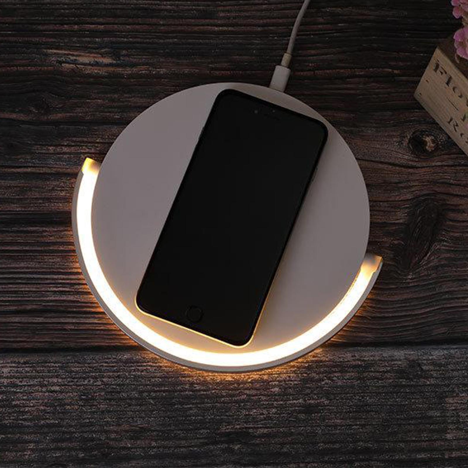 Fast Phone 10W Qi Wireless Charger Pad Night Lamp Light  wood color