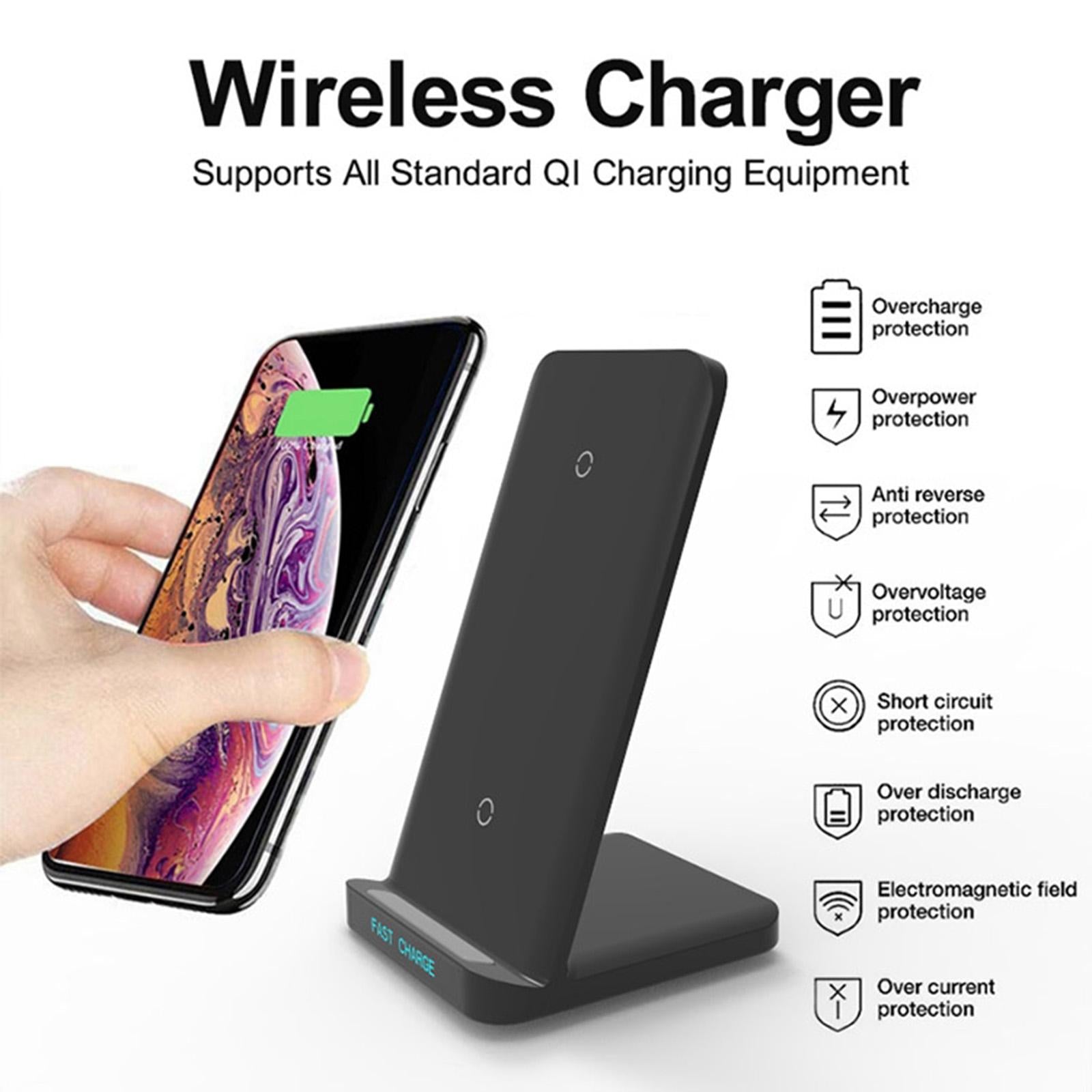 Pro Wireless Phone Charger Fast Charging Pad Holder for iPhone XS MAX Black