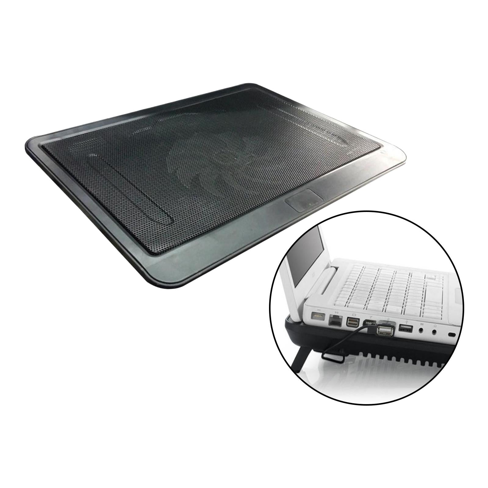 New Portable Notebook Laptop Cooler Mat Quiet Gaming Cooling Pad Tray Black