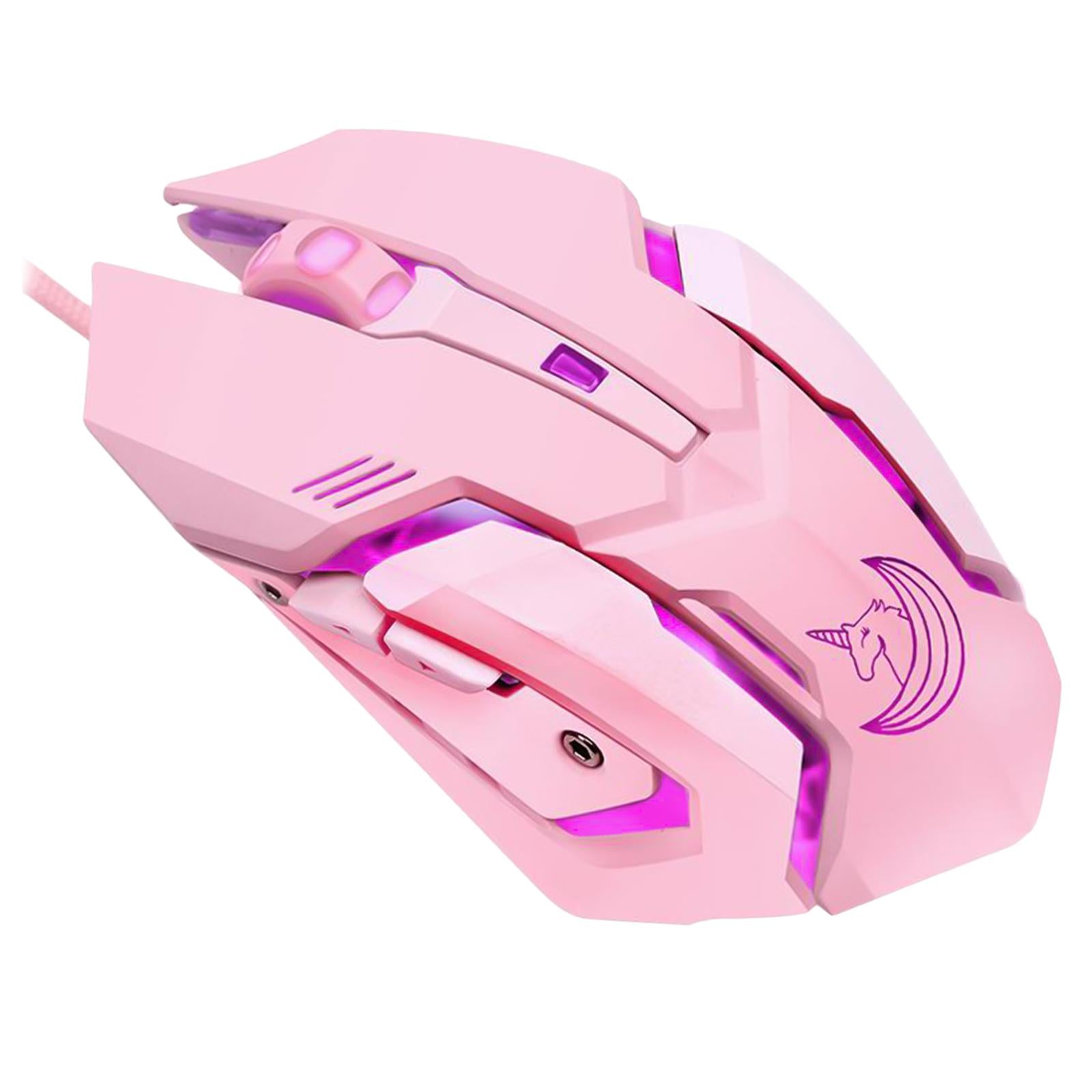 HMO-161 1200-1600-2400-3200DPI Backlit USB Wired Gaming Mouse Game Mice Pink