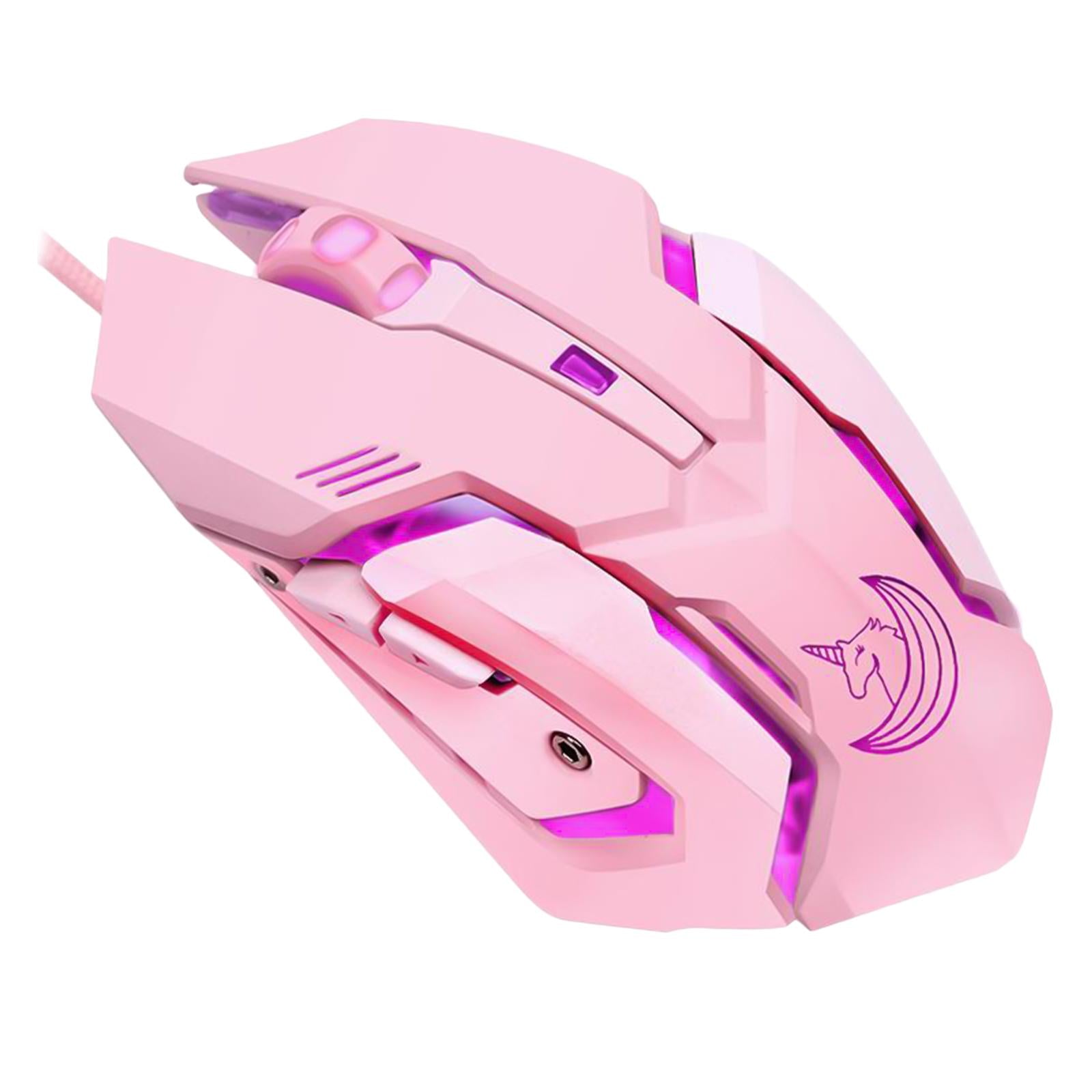 HMO-161 1200-1600-2400-3200DPI Backlit USB Wired Gaming Mouse Game Mice Pink