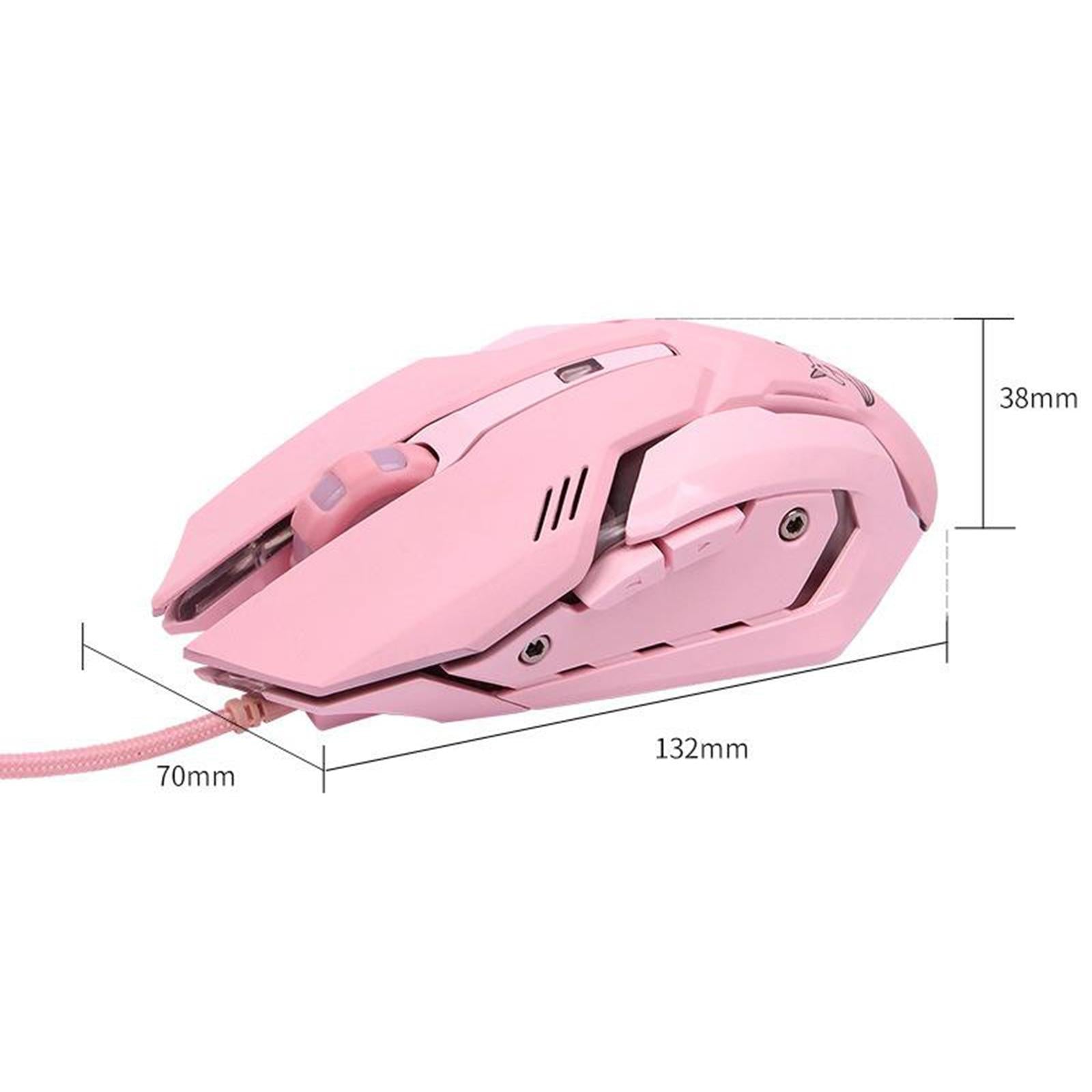 HMO-161 1200-1600-2400-3200DPI Backlit USB Wired Gaming Mouse Game Mice Pink