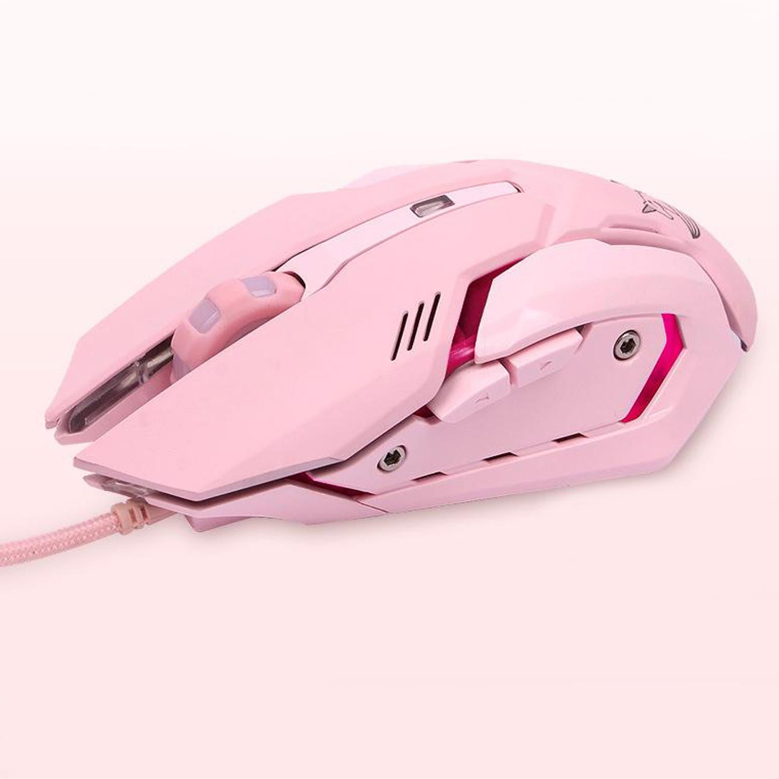 HMO-161 1200-1600-2400-3200DPI Backlit USB Wired Gaming Mouse Game Mice Pink