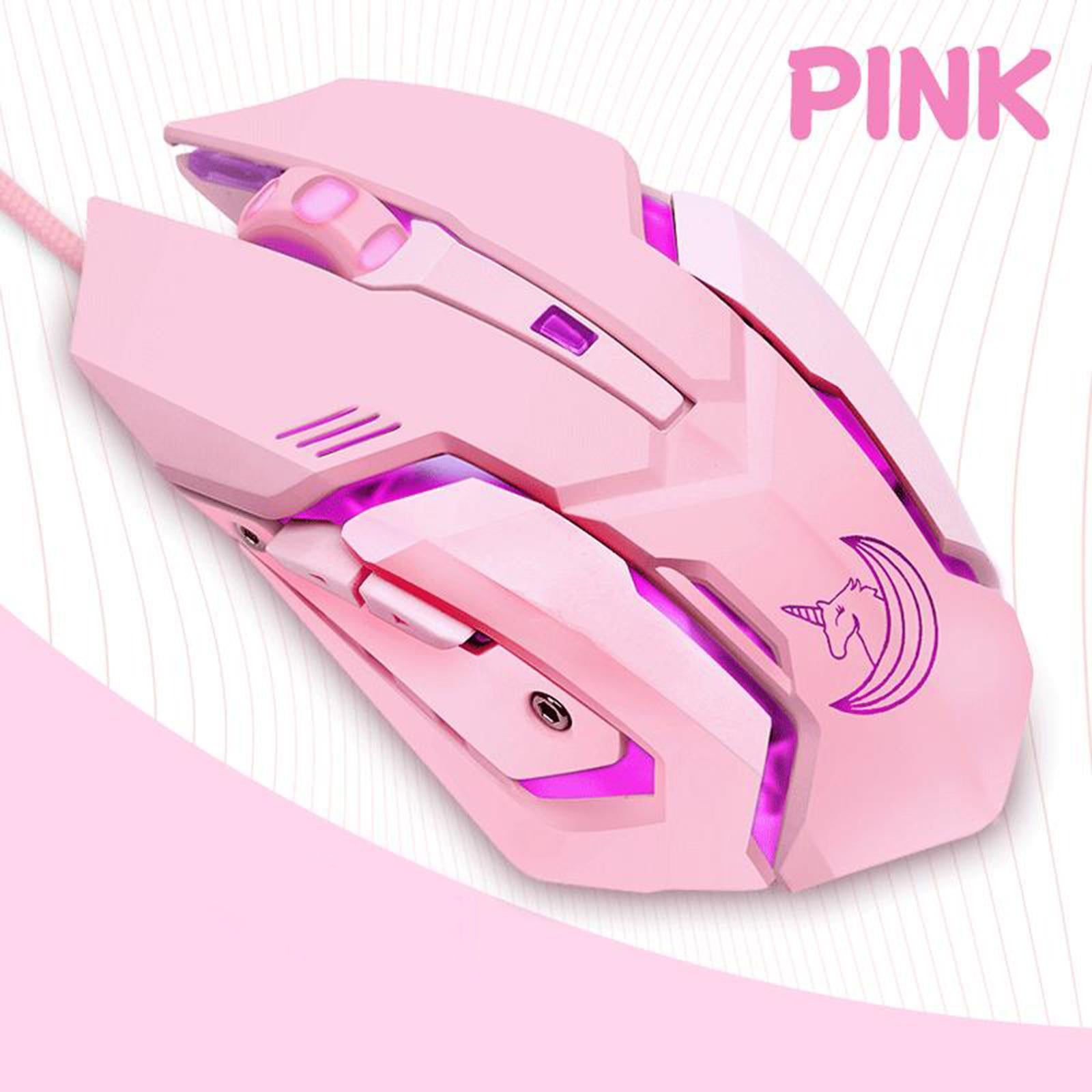 HMO-161 1200-1600-2400-3200DPI Backlit USB Wired Gaming Mouse Game Mice Pink