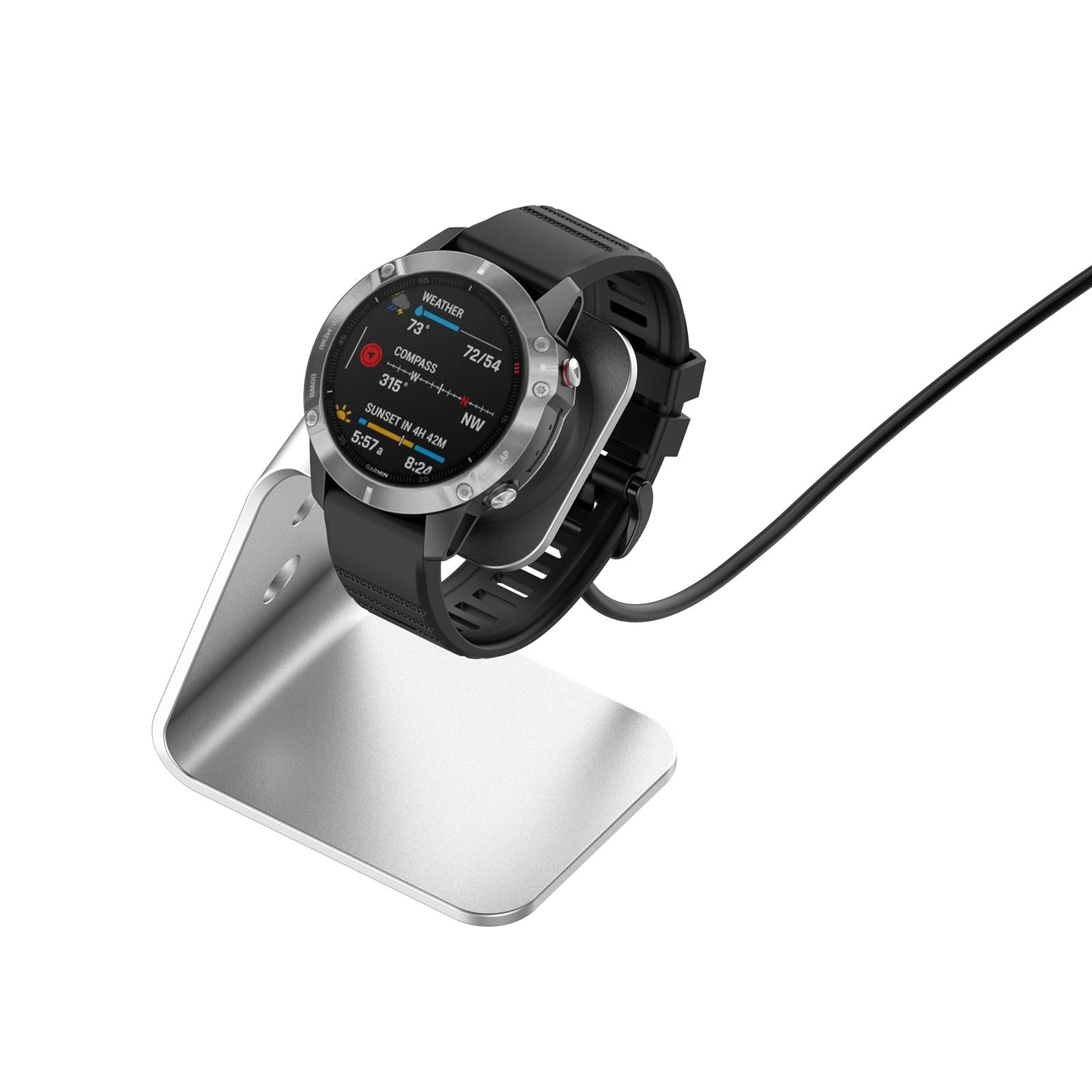 Charger Dock Cradle Stand Adapter for Garmin Fenix 6 Watch Silver Left Port