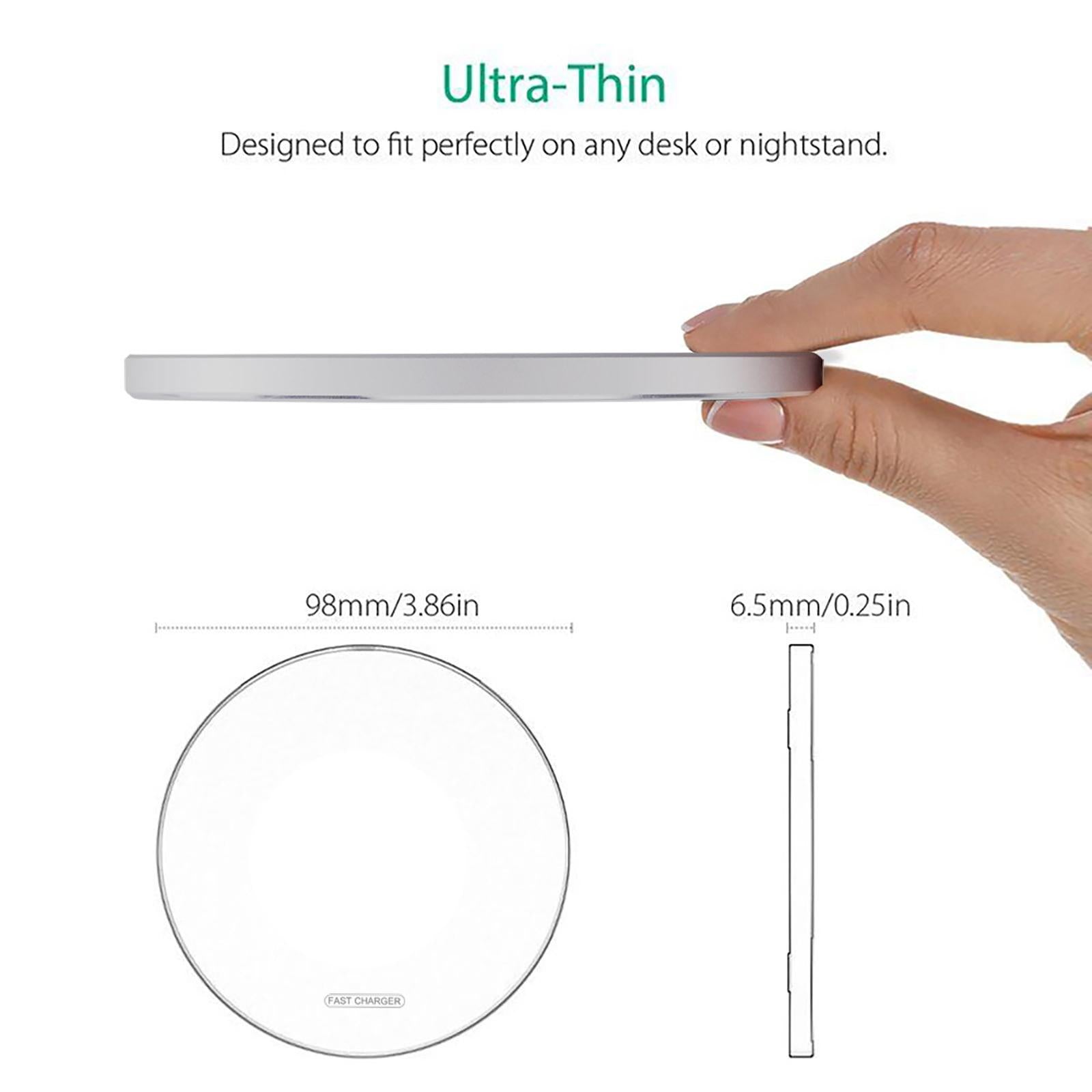 Ultra Slim Qi Wireless Charger 30W Max Pad Station for iPhone 12 X  white