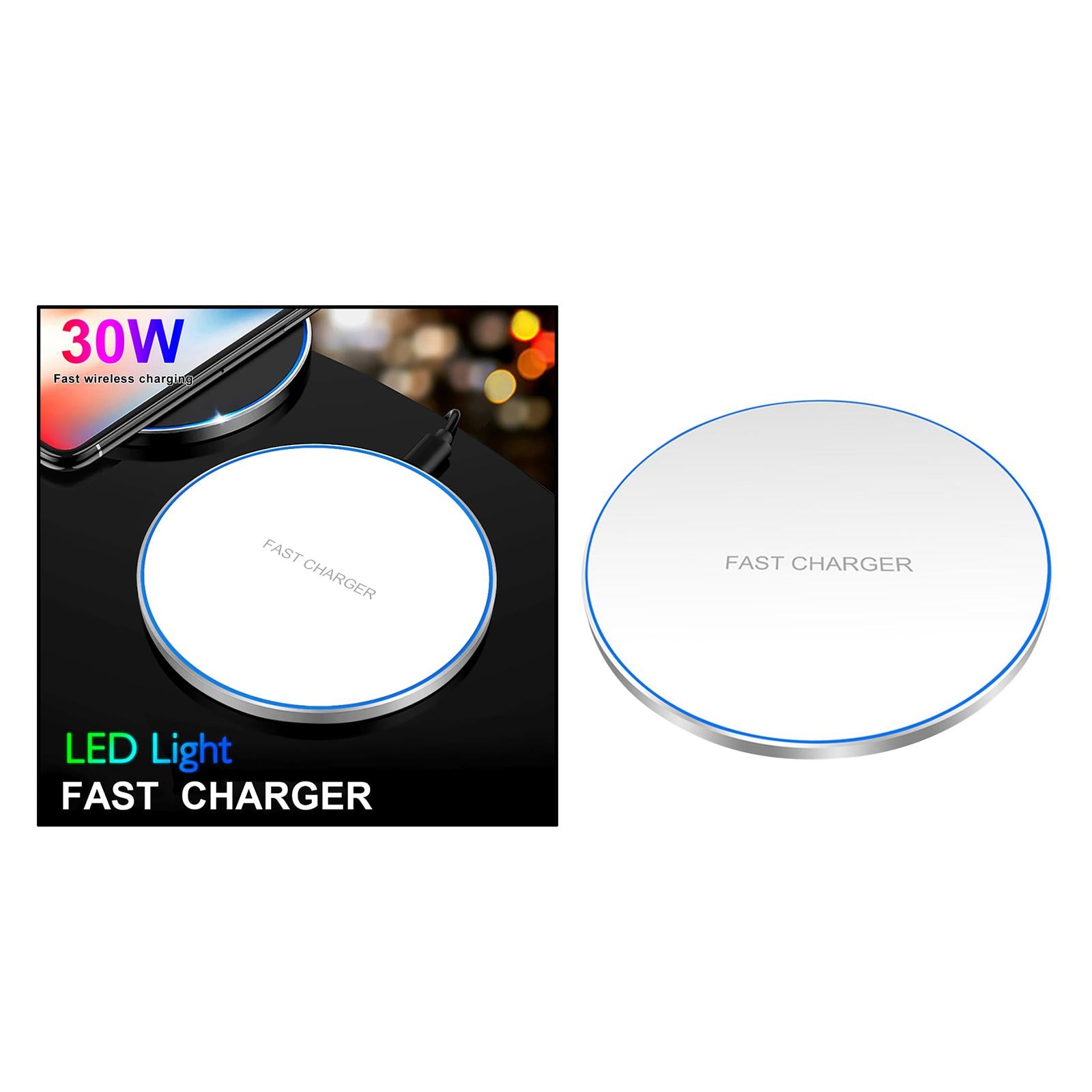 Ultra Slim Qi Wireless Charger 30W Max Pad Station for iPhone 12 X  white