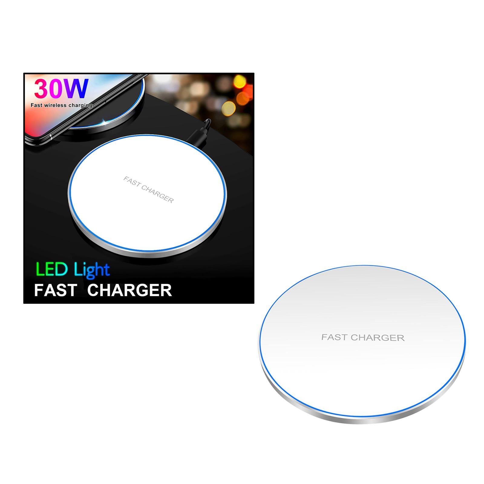 Ultra Slim Qi Wireless Charger 30W Max Pad Station for iPhone 12 X  white