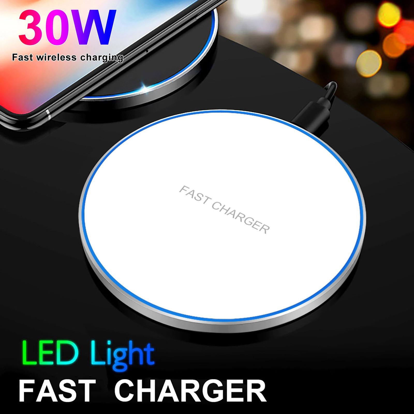 Ultra Slim Qi Wireless Charger 30W Max Pad Station for iPhone 12 X  white