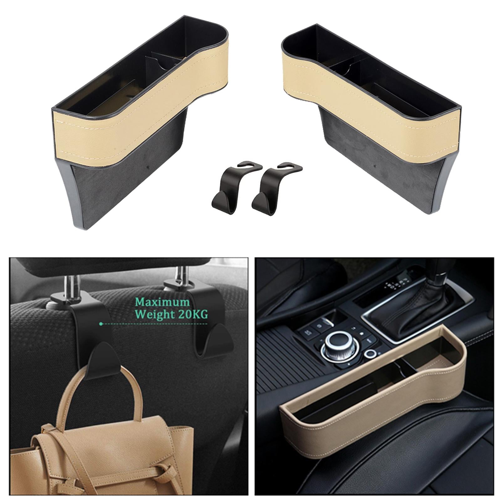 Auto Car Seat Multifunctional Organizer Storage Box for Cellphones Keys Beige