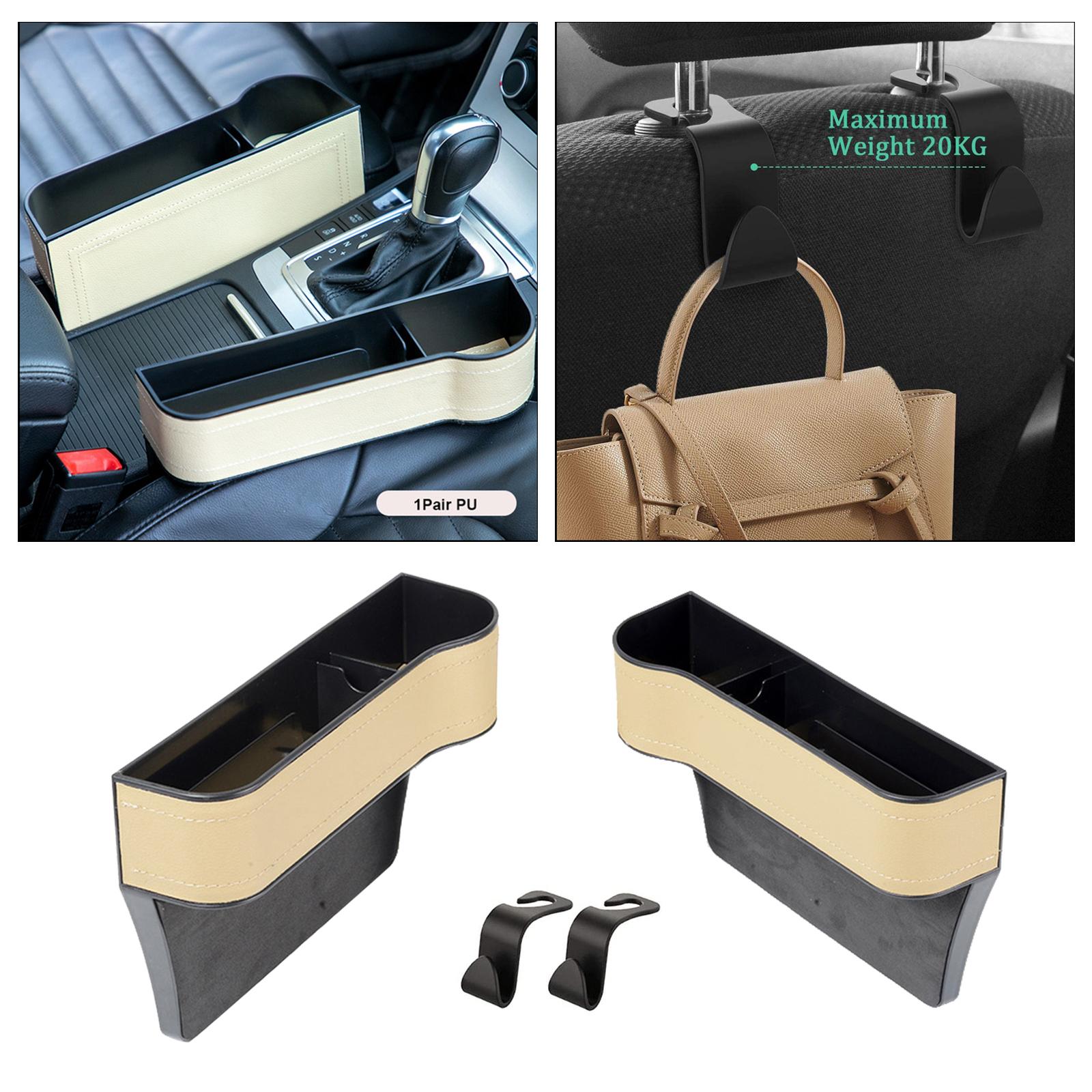 Auto Car Seat Multifunctional Organizer Storage Box for Cellphones Keys Beige