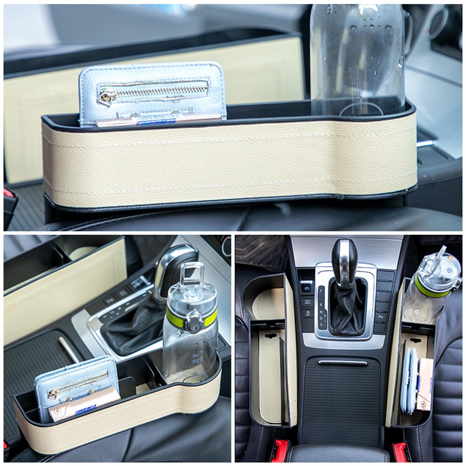 Auto Car Seat Multifunctional Organizer Storage Box for Cellphones Keys Beige