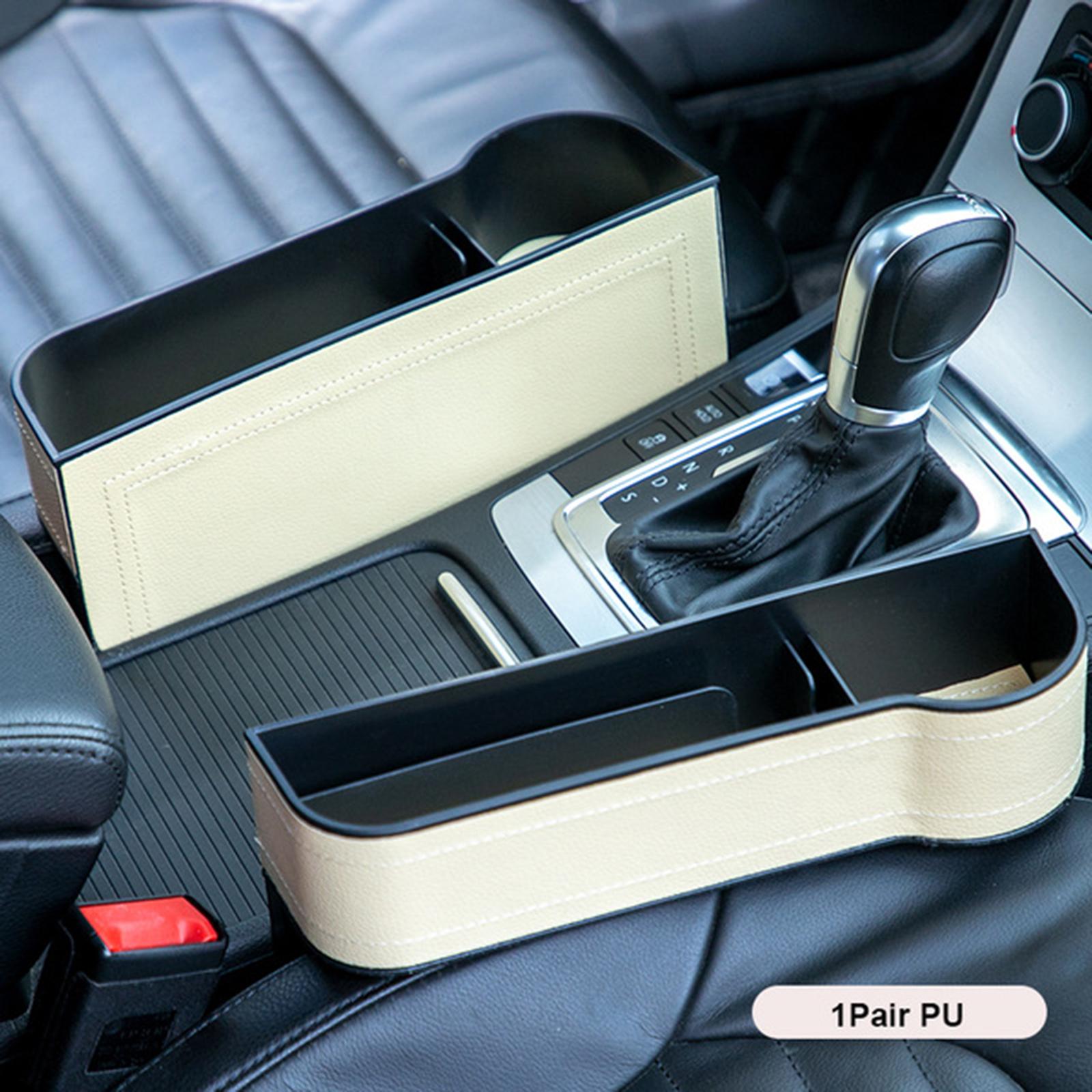 Auto Car Seat Multifunctional Organizer Storage Box for Cellphones Keys Beige