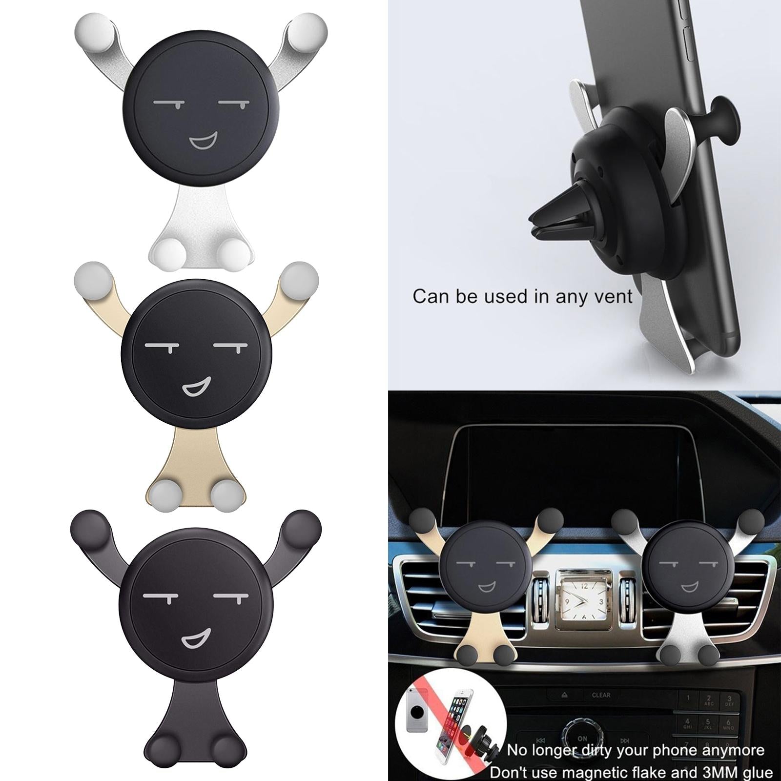 Car Air Vent GPS Cell Phone Holder Clip Cradle Bracket for 4"-6"  golden