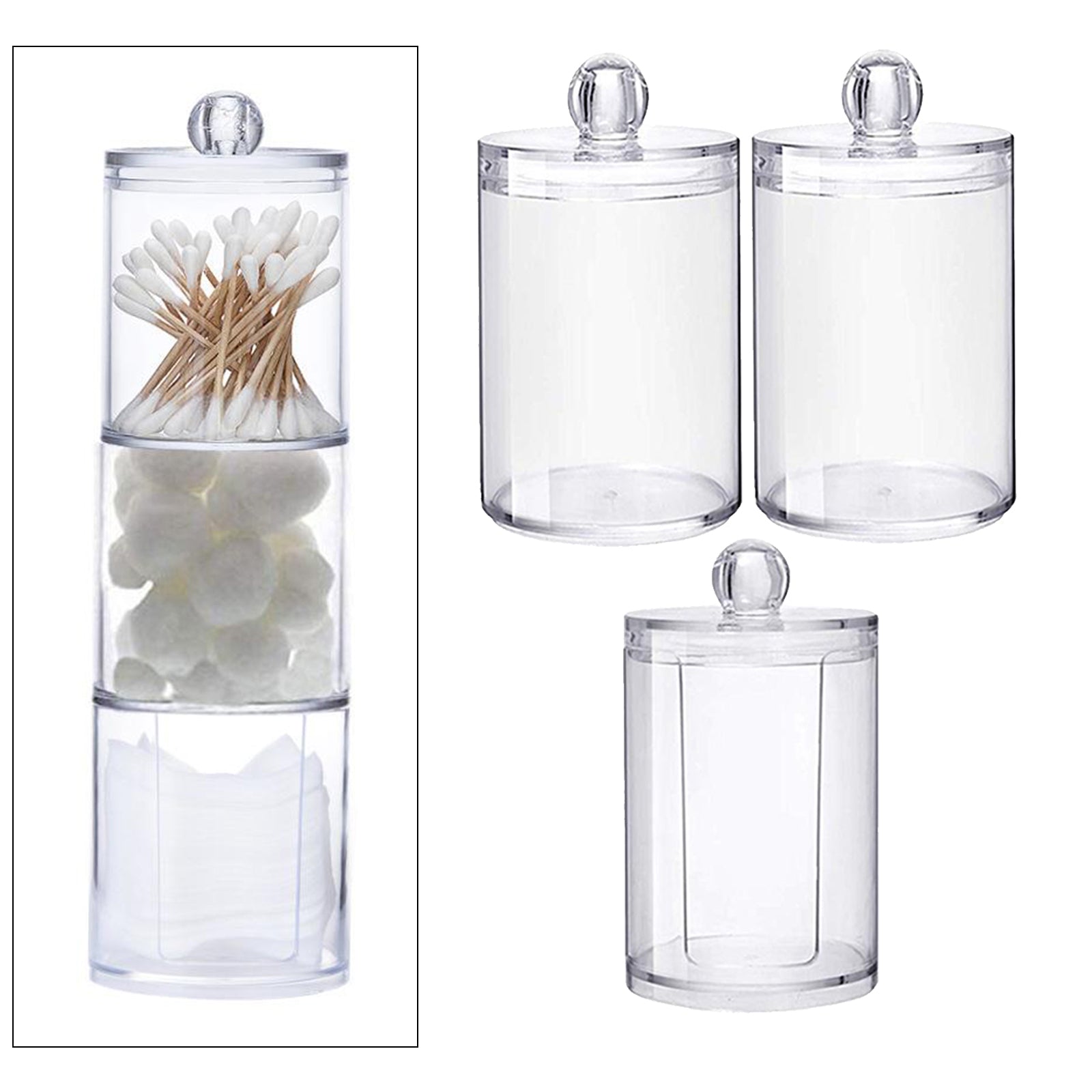 Clear Acrylic Cotton Pad Container for Cotton Swab Holder Organizer Style 3