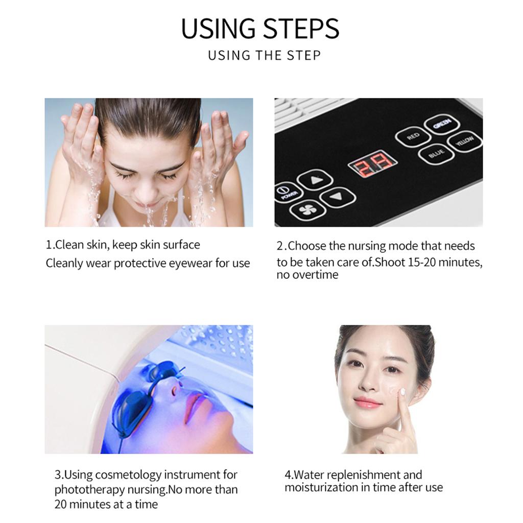 7 Colors PDT LED Light Photon Therapy Face Mask Rejuvenation Facial Home Use