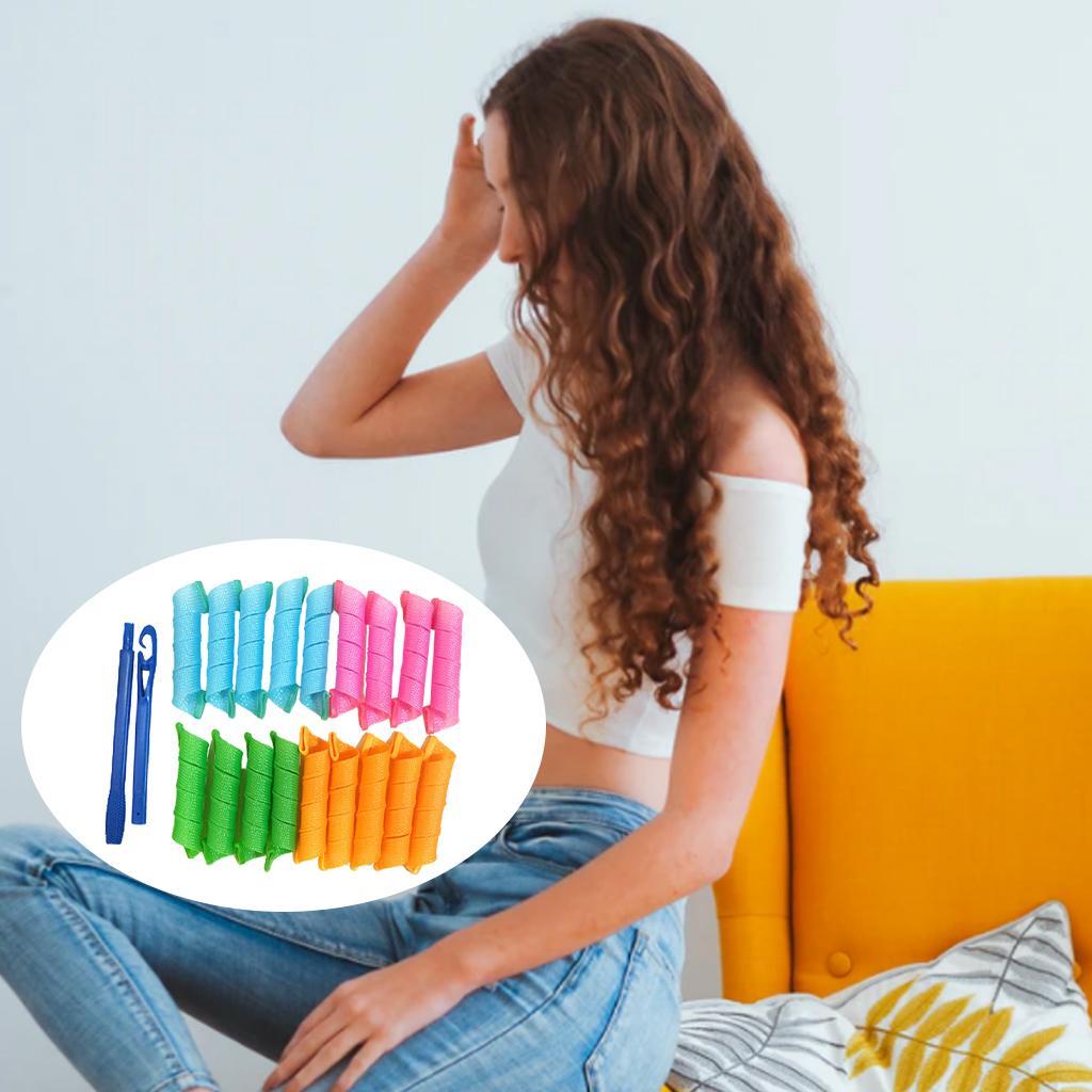 18Pcs Hair Curlers Heatless Spiral Curls DIY Styling Kit  Mixed Color