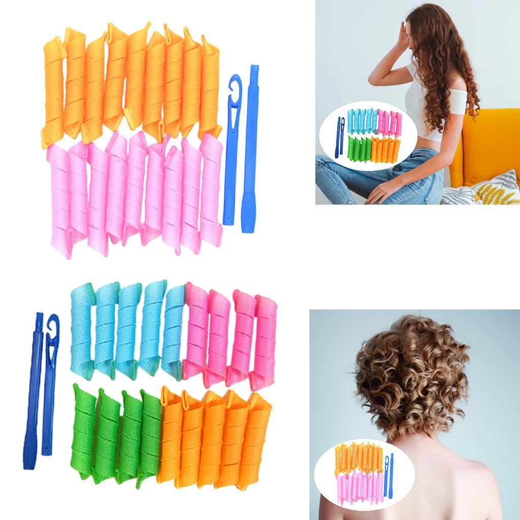 18Pcs Hair Curlers Heatless Spiral Curls DIY Styling Kit  Mixed Color