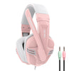 3.5mm Stereo Gaming Headset Wired Headphone with Mic Noise Cancelling Pink