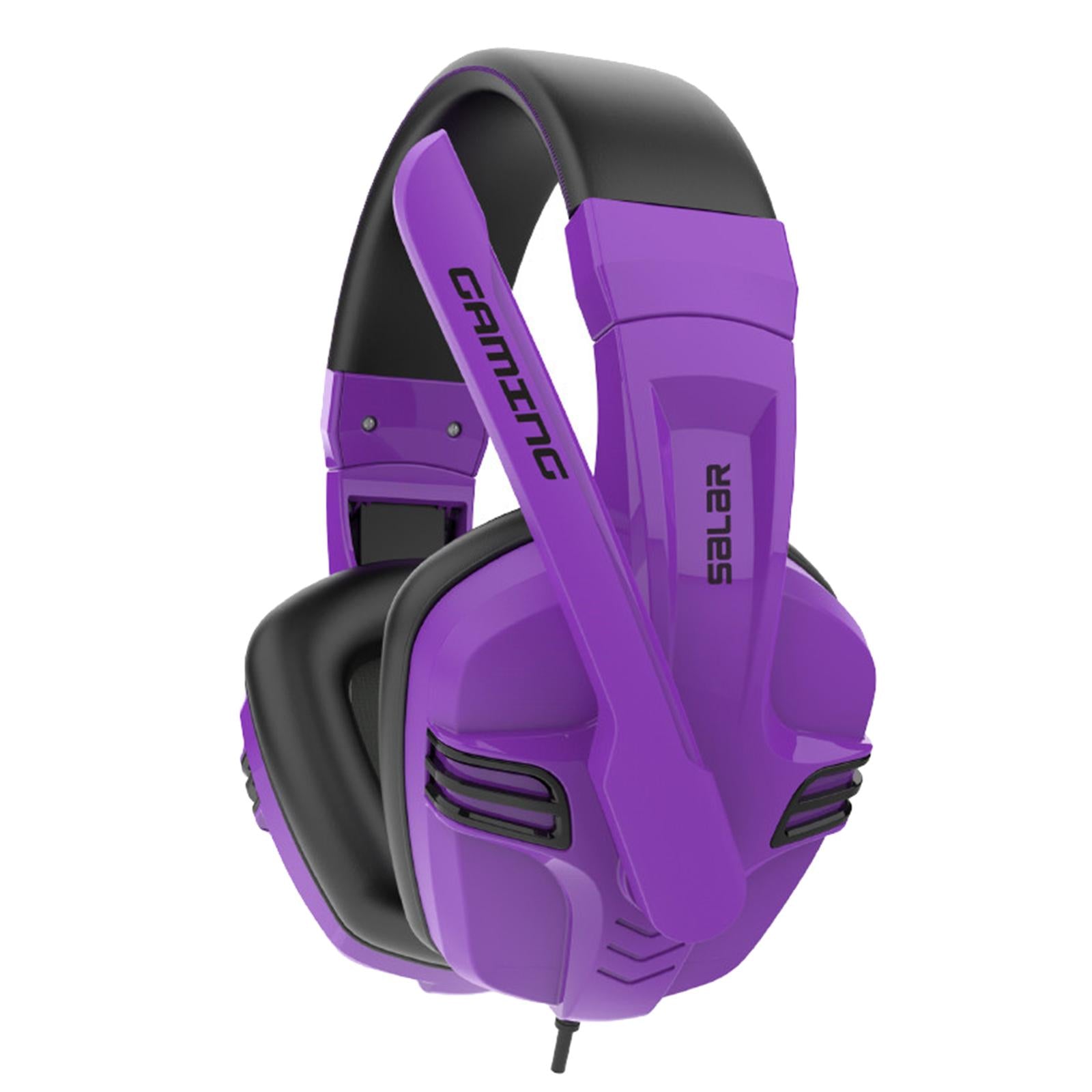 3.5mm Stereo Gaming Headset Wired Headphone with Mic Noise Cancelling Purple