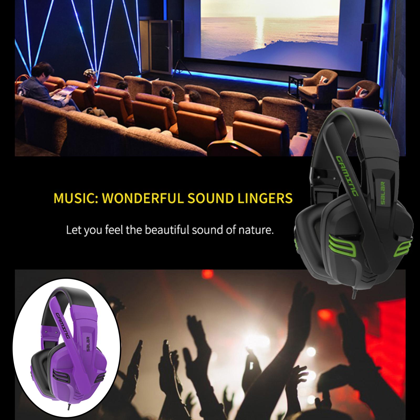 3.5mm Stereo Gaming Headset Wired Headphone with Mic Noise Cancelling Purple