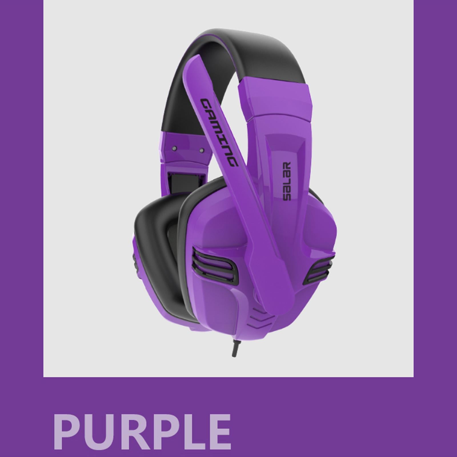 3.5mm Stereo Gaming Headset Wired Headphone with Mic Noise Cancelling Purple