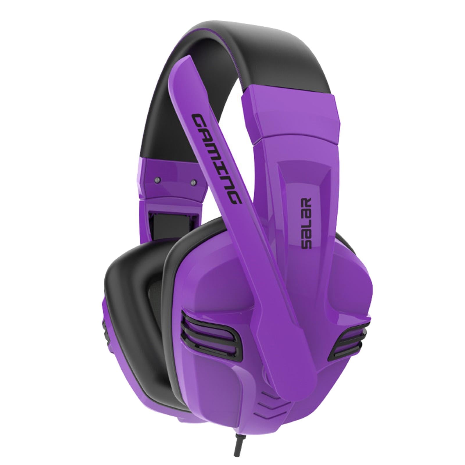 3.5mm Stereo Gaming Headset Wired Headphone with Mic Noise Cancelling Purple