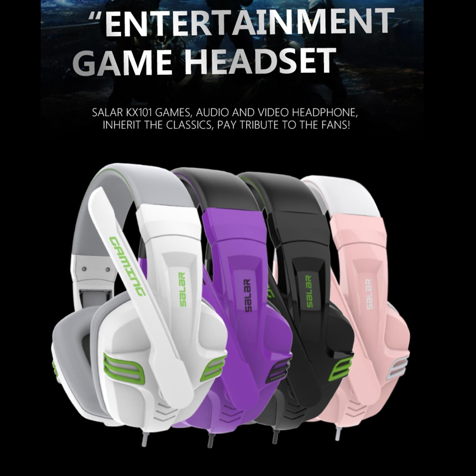 3.5mm Stereo Gaming Headset Wired Headphone with Mic Noise Cancelling Purple