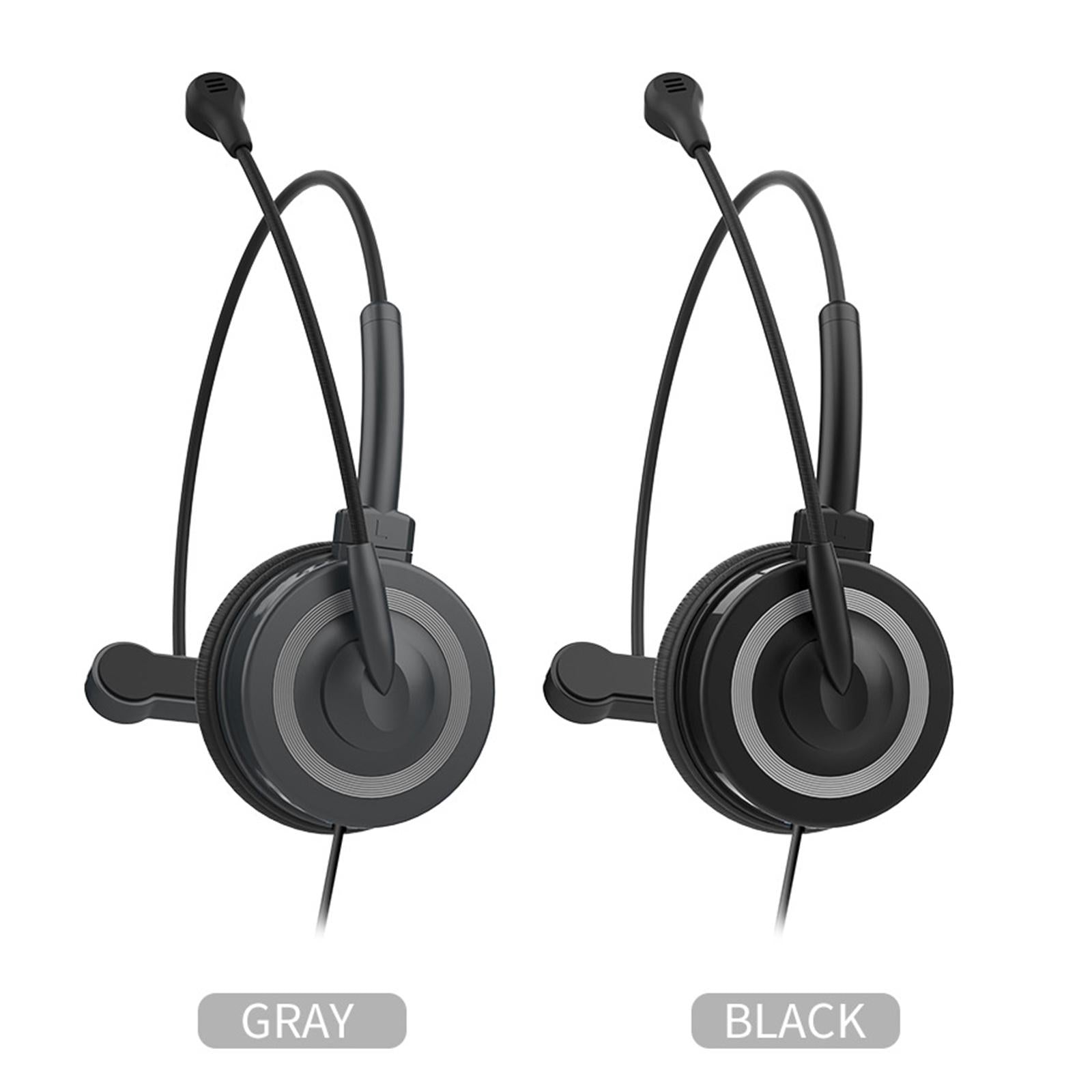 USB Wired Headphone with Mic for School Office Call Center Business Black