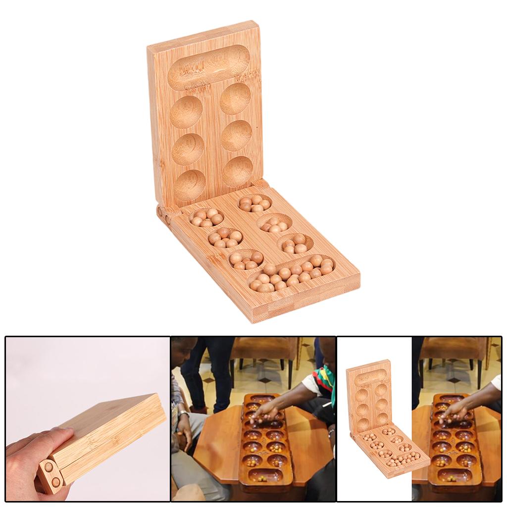 Classic Foldable Wooden Mancala Board Game Strategy Game Easy Store Durable