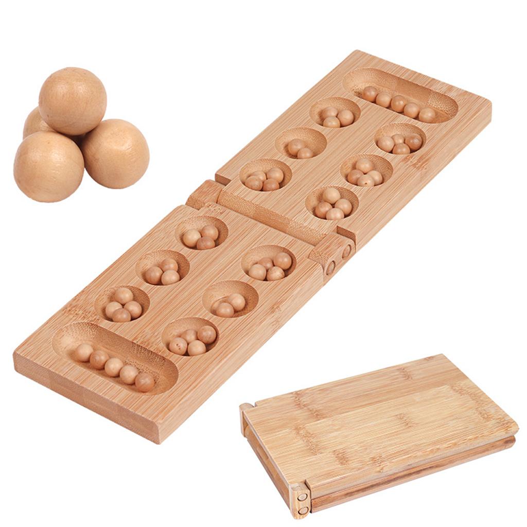 Classic Foldable Wooden Mancala Board Game Strategy Game Easy Store Durable