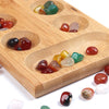 Foldable Wooden Mancala Board Game Colorful Stones for Kids Adults Durable