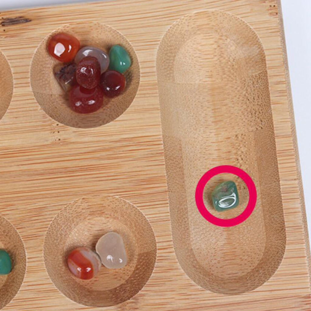 Foldable Wooden Mancala Board Game Colorful Stones for Kids Adults Durable