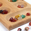 Foldable Wooden Mancala Board Game Colorful Stones for Kids Adults Durable