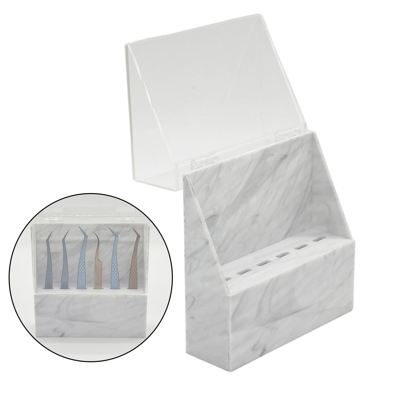 Eyelash Extension Storage Box Tweezer Organizer Case Stand Holder White