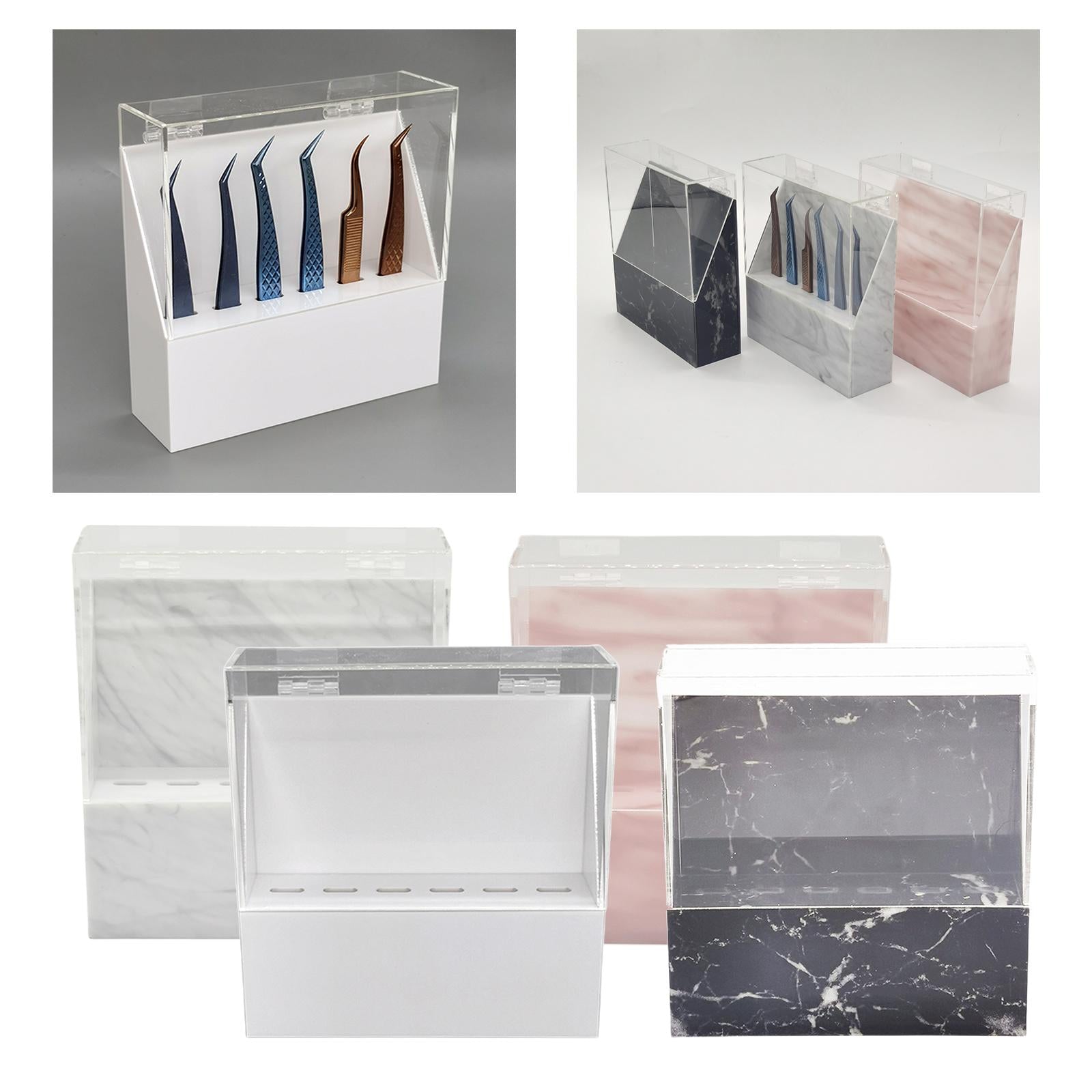 Eyelash Extension Storage Box Tweezer Organizer Case Stand Holder White