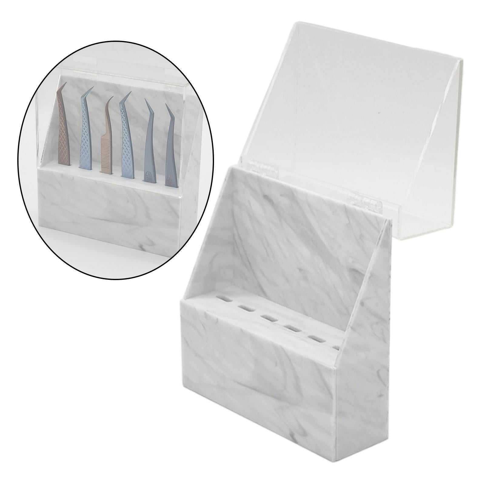 Eyelash Extension Storage Box Tweezer Organizer Case Stand Holder White