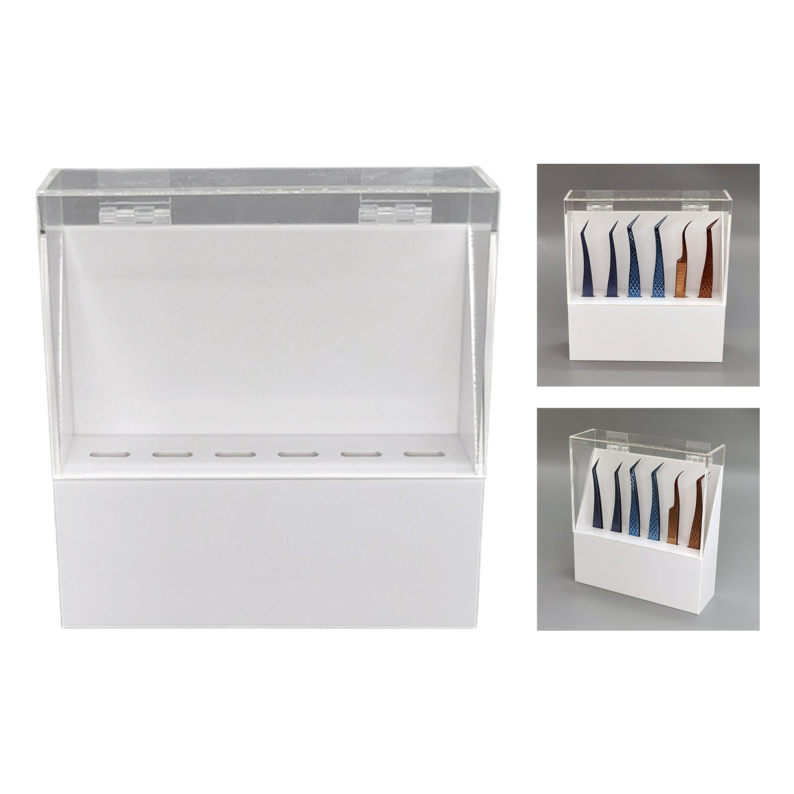 Eyelash Extension Storage Box Tweezer Organizer Case Stand Holder Pure White