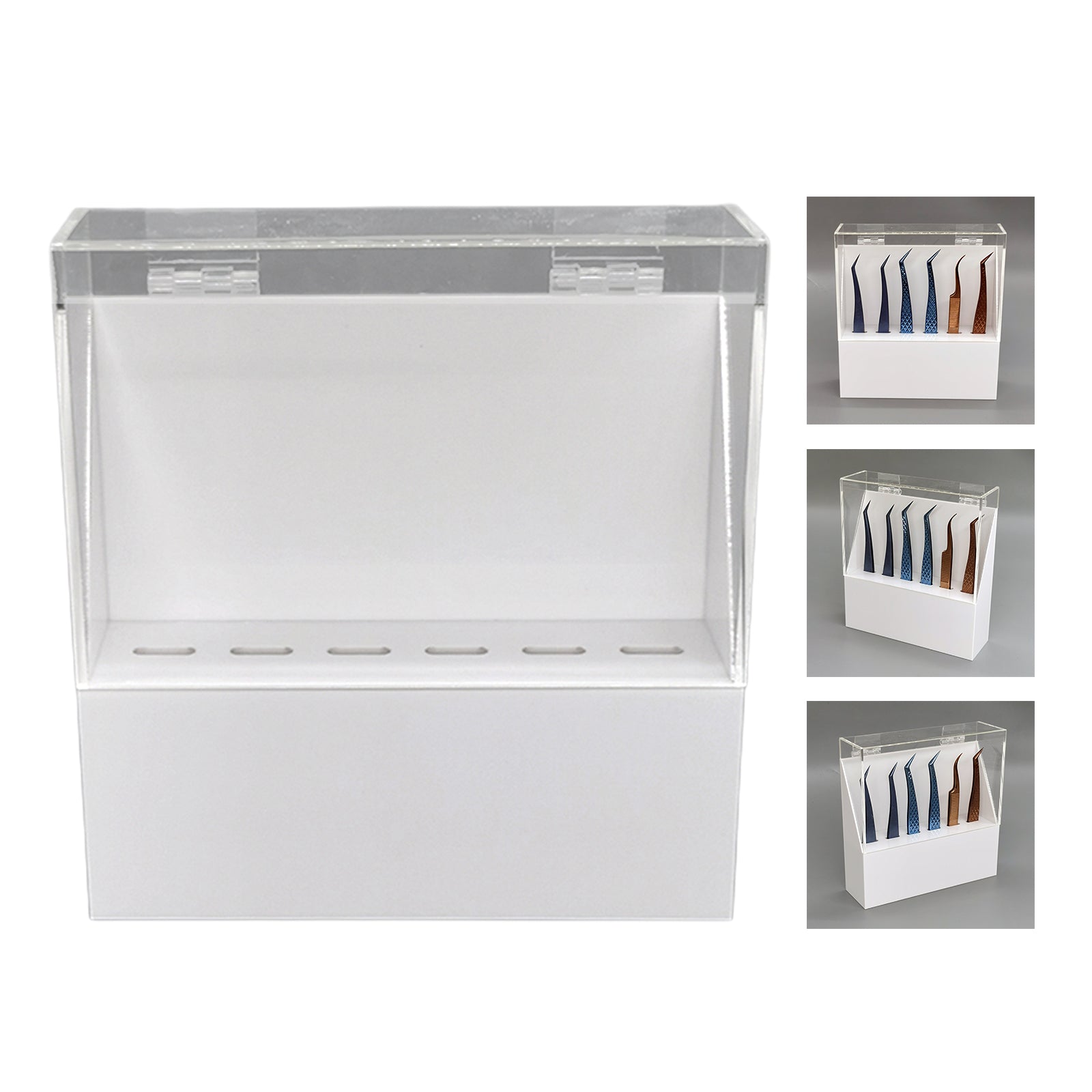 Eyelash Extension Storage Box Tweezer Organizer Case Stand Holder Pure White